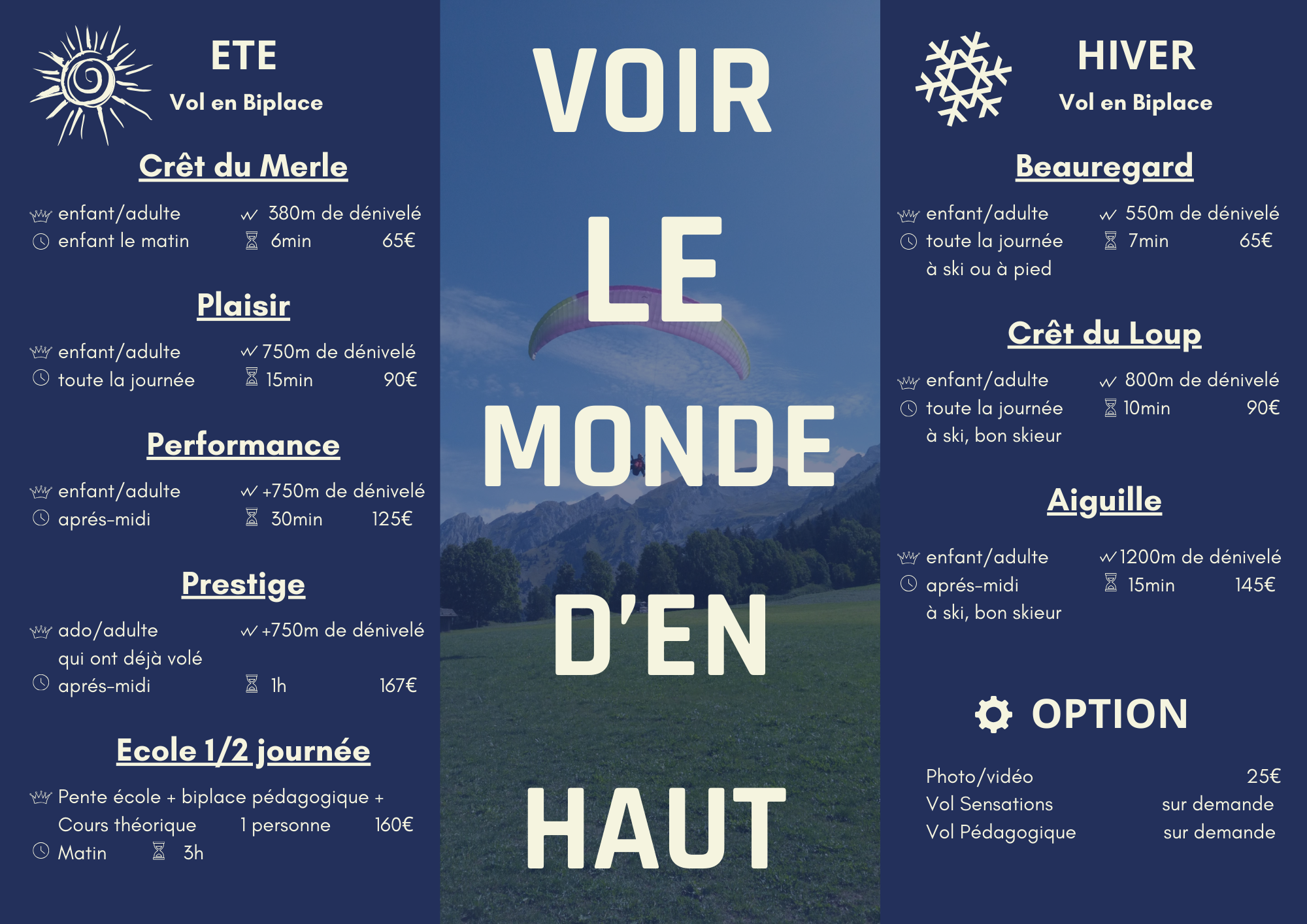 Flyer 2025 baptême de l'air Aravis Parapente à La Clusaz
