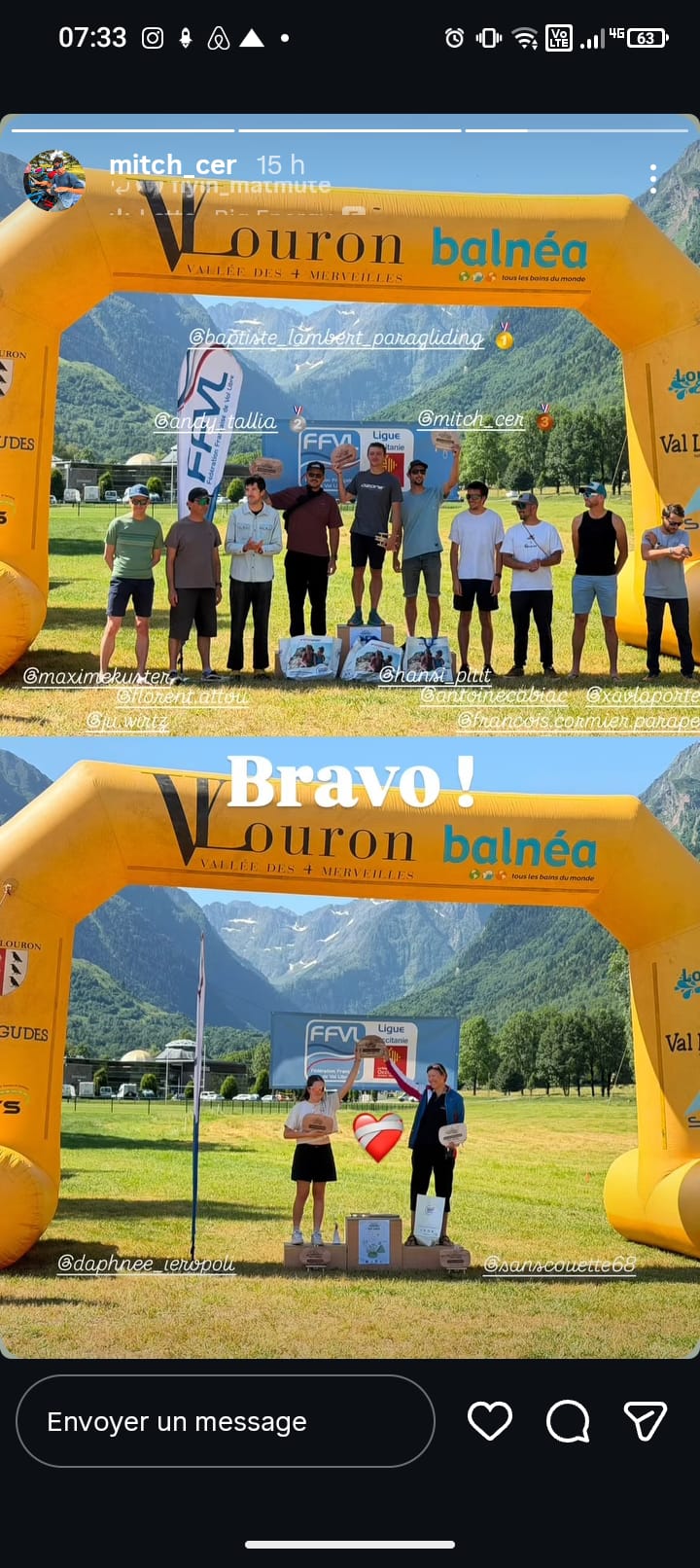 Podium des Championnats de France de parapente 2026